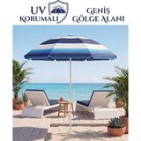 Hiruzemin Plaj Şemsiyesi 170 cm Eğilebilir Mekanizma Yuvarlak Şemsiye Polyester Rüzgar Dayanıklı - Sarı - Turuncu - Mavi