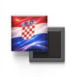 Hırvatistan - Abstract Efektli Bayrak - Baskılı Kare Buzdolap Magneti