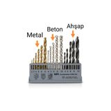 HİS YAPI 16 Parça Matkap Ucu Beton - Metal ve Ahşap Delme Seti Standlı