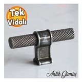 Hisar Eskitme Antik Gümüş Metal Düğme Tek Vidalı Mobilya Mutfak Çekmece Dolap Kulpu Kulbu Kulpları