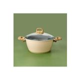 Hisar Seramik Derin Tencere - Beyaz / Kahverengi - 24 Cm