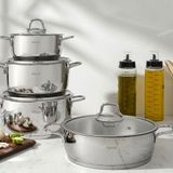 Hisar Teos Inox 8 Parça Çelik Tencere Seti