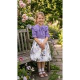 hisarpretty Kız Çocuk Fırfırlı Vintage Çiçekli Elbise - Doğum Günü ve Bayramlık