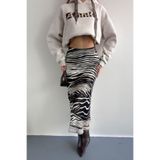 Hisleria Zebra Desen Verev Viskon Saten Kumaş Midi Boy Etek