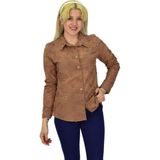 Hisset Kadın Brodeli Taşlı Bluz Bgl-St03720 - Açık Kahverengi - 44