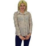 Hisset Kadın Brodeli Taşlı Bluz Bgl-St03720 - Bej - 42