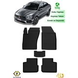 Hitaks Fiat Egea Sedan 2015 ve Sonrası Uyumlu Paspas Araca Özel 4d Havuzlu Oto Paspas - Siyah