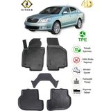 Hitaks Skoda Octavia 2008–2013 Uyumlu Kaymaz Araca Özel Paspas 4d Havuzlu Oto Paspas Seti - Siyah