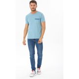 Hitch Outdoor Erkek Garnili Cep Nakışlı Bisiklet Yaka T-Shirt - XL - İndigo - Taş - Açık Yeşil