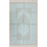 HitDukkan Açık Turkuaz Krem Desenli Çeyizlik Hediyelik Saçaklı (66cmx114cm) Namaz Seccadesi No38