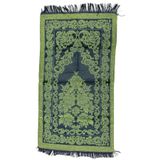 HitDukkan Açık Yeşil Siyah Çiçek Desenli Çeyizlik Hediyelik Saçaklı (65cmx110cm) Namaz Seccadesi No26