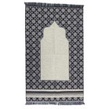 HitDukkan Çiçek Desenli Çeyizlik Hediyelik Saçaklı (67cmx110cm) Namaz Seccadesi (Siyah)