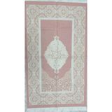 HitDukkan Krem Pembe Desenli Çeyizlik Hediyelik Saçaklı (66cmx114cm) Namaz Seccadesi No41