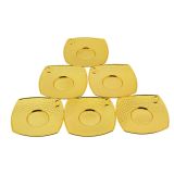 HitDukkan Metal 6 Kişilik Altın Renkli Dövme Kare Çay Tabağı 11cm