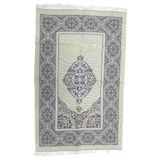 HitDukkan Mor Krem Yaprak Desenli Çeyizlik Hediyelik Saçaklı (65CMX110CM) Namaz Seccadesi No35 (70 x 232)