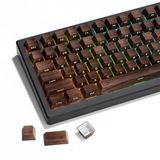 HITIME Yan Baskılı PBT Keycaps, 132 Tuşlu Kahverengi Tuş Kapakları DoubleShot Ebru Tuş Kapakları Kiraz Profili Mekanik Klavyeler için Klavye Klavye-Ceviz