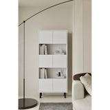 Hitit Beyaz Kitaplık 175 cm - Vitrin - Gümüşlük (100% MDF) Metal Ayak