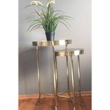 Hitit Dekorasyon Anitta Pirinç Eskitme Metal Ikili Zigon Sehpa pirinç eskitme 45 x 45