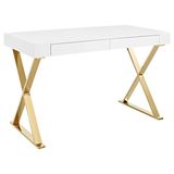 Hitit Dekorasyon Elita Gold Metal Beyaz Çalışma Masası - 76 x 120 cm - Altın