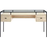 Hitit Dekorasyon Gianna Siyah Metal Çalışma Masası - 76 x 140 cm - Krem