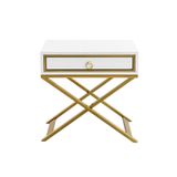 Hitit Dekorasyon Gold Metal Beyaz Komodin Jasmin