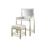 Hitit Dekorasyon Gold Metal Beyaz Makyaj Masası & Tabure Claudia
