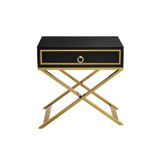 Hitit Dekorasyon Gold Metal Siyah Komodin Jasmin
