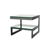 Hitit Dekorasyon Gonca Siyah Metal/Cam Yan Sehpa Siyah 50 x 40