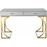 Hitit Dekorasyon Madison Gold Metal Beyaz Çalışma Masası - 80 x 130 cm - Altın