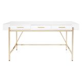 Hitit Dekorasyon Mandy Gold Metal Beyaz Çalışma Masası - 160 x 75 x 76 cm