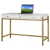 Hitit Dekorasyon Matilda Gold Metal Beyaz Çalışma Masası - 76 x 120 cm - Altın