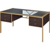 Hitit Dekorasyon Megan Gold Metal Venge Çalışma Masası - 76 x 160 cm - Altın