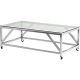 Hitit Dekorasyon Nessa Paslanmaz Metal Tekerlekli Orta Sehpa - Sabit - Gümüş