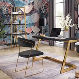 Hitit Dekorasyon Nysa Gold Metal Siyah Çalışma Masası - 60 x 120 cm - Siyah - Altın
