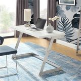 Hitit Dekorasyon Nysa Paslanmaz Metal Beyaz Çalışma Masası - 60 x 120 cm - Beyaz - Gümüş