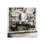 Hitit Dekorasyon Rihanna Gold Metal Siyah Çalışma Masası Ve 2 Adet Kitaplık