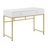 Hitit Dekorasyon Serenity Beyaz Gold Metal Çalışma Masası - 120 x 55 x 80 cm