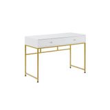 Hitit Dekorasyon Serenity Beyaz Gold Metal Çalışma Masası Beyaz