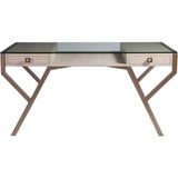 Hitit Dekorasyon Tamara Metal&cam&ahşap Çalışma Masası (Küçük Boy) - Y: 75 cm D: 55 cm G: 120 cm - Kahverengi