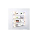 Hitit Dekorasyon Tasnia Gold Metal Ahşap Duvar Rafı 120cm 4 Katlı