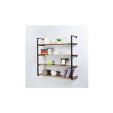 Hitit Dekorasyon Tasnia Siyah Metal Ahşap Duvar Rafı 120cm 4 Katlı