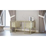 Hitit Dekorasyon Trinity Gold Metal & Ahşap & Cam Çalışma Masası - 70x 160 cm - Gold - Ahşap