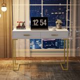 Hitit Dekorasyon Vivian Gold Metal Beyaz Çalışma Masası - 76 x 100 cm - Altın
