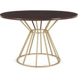 Hitit Dekorasyon Vox Gold Metal Ahşap Yuvarlak Yemek Masası - 120+