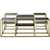 Hitit Dekorasyon Waleska Gold Metal Cam Orta Sehpa