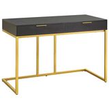 Hitit Dekorasyon Wendy Gold Metal Siyah Çalışma Masası - 76 x 120 cm - Altın
