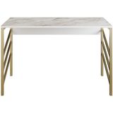 Hitit Dekorasyon Zahra Gold Metal Beyaz Çalışma Masası - 76 x 120 cm - Altın