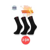 Hitit Socks Erkek 3 Çift Termal Kayak Kışlık Havlu Çorap Siyah