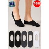 Hitit Socks Erkek 5 Çift Görünmez Babet Çorap Kaymaz Terletmez Topuk ve Burun Takviyeli Çok Renkli - 40 - 44