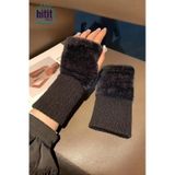 Hitit Socks Kadın 1 Çift Kışlık Parmaksız Termal Esnek Polarlı Peluş Eldiven Siyah